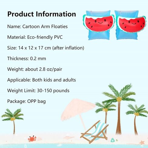 Arm Floaties for Kids - Cute Cartoon Pool Arm Floaties Armbands Inflatable Swim Floaty PVC Arm Floats for Kids 3-5-6-12 Years in Saudi Arabia