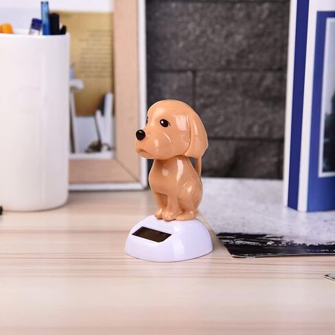 Solar Dancing Puppy Doll Ornament - Shaking Figurine for Car, Home, Offices & Vehicle Interior Decoration (Brown) in Kuwait