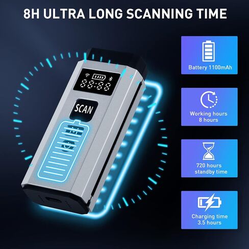 Barcode Scanner Bluetooth, Mini 1d 2D Barcode Reader 3 in 1 Connection Portable Qr Code Scanner with TFT Screen for POS Tablet iOS Android Windows Mac Smartphone in Kuwait