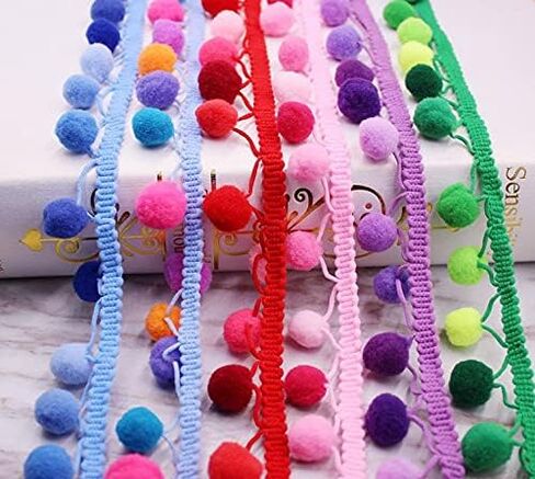 YYCRAFT شريط خياطة بوم بوم وردي مزين بشراشيب (5 ياردات) in Kuwait