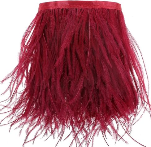 Ostrich Feathers Trims Fringe with Satin Ribbon Tape - for Dress Sewing Crafts Costumes Decoration Pack of 2 Yards(Black) in Kuwait