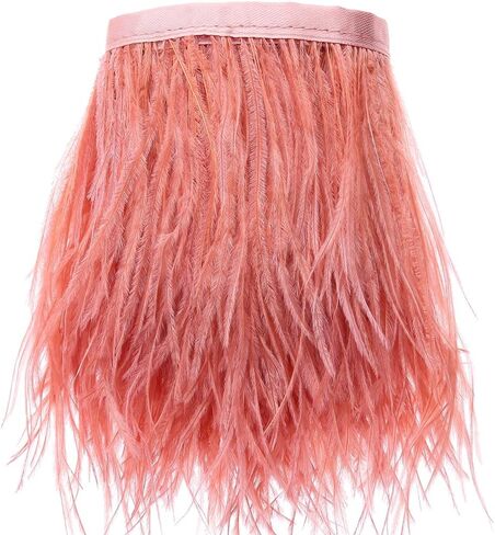 Ostrich Feathers Trims Fringe with Satin Ribbon Tape - for Dress Sewing Crafts Costumes Decoration Pack of 2 Yards(Black) in Kuwait