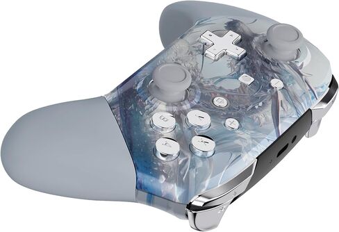 eXtremeRate Silver Splatter Faceplate Backplate Handles for Nintendo Switch Pro Controller, Replacement Hand Grip Housing Shell Buttons for Nintendo Switch Pro Controller - Controller NOT Included in Saudi Arabia