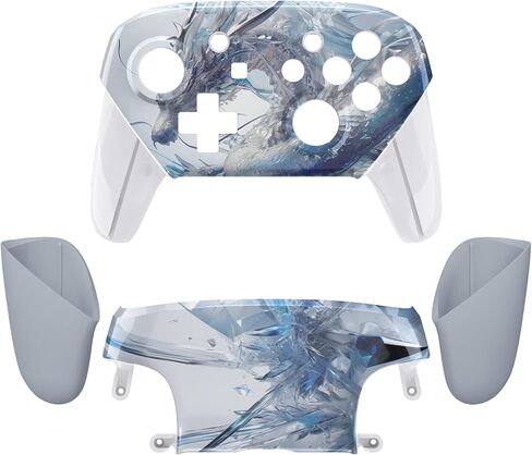 eXtremeRate Silver Splatter Faceplate Backplate Handles for Nintendo Switch Pro Controller, Replacement Hand Grip Housing Shell Buttons for Nintendo Switch Pro Controller - Controller NOT Included in Saudi Arabia