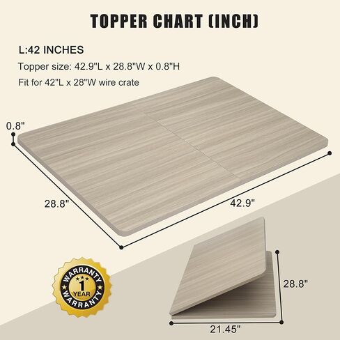 HiCaptain Foldable Dog Crate Table Topper, 48 inches Wooden Dog Kennel Table Topper, Durable Decorative Dog Kennel Table Topper for Large Dogs - Rustic Style in Kuwait