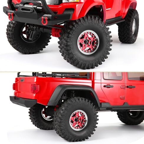 أجزاء ترقية عجلات COOWOO RC، 1.9 بوصة عجلات Beadlock قابلة للتعديل لشاحنات 1/10 TRX6 TRX4 أو SCX10 RC، مصنوعة من سبائك الألومنيوم، على شكل دمعة، مجموعة من 4 قطع، أحمر in Kuwait