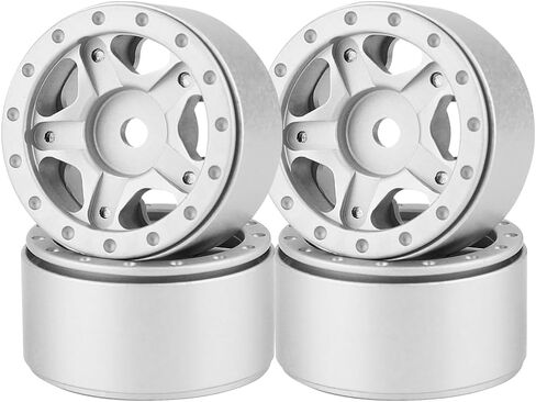 عجلات Beadlock مقاس 1.0 بوصة، 4 قطع من إطارات Beadlock من الألومنيوم لملحقات ترقيات السيارات الزاحفة المحورية SCX24 1/24 RC (أسود) in Saudi Arabia