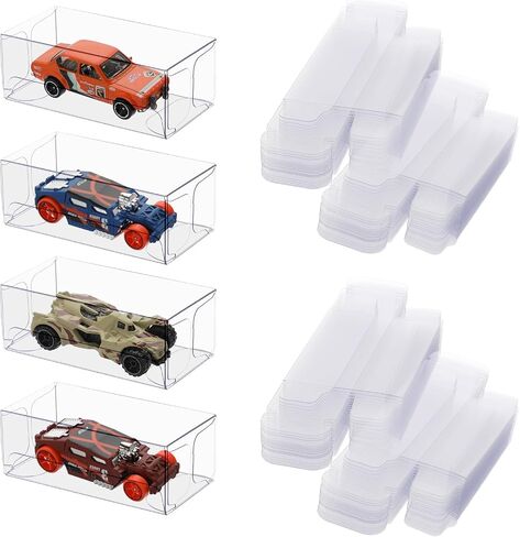 BTSKY 120 جهاز كمبيوتر شخصى 1/64 نموذج سيارة عرض حالة حامي حزم متوافق مع العجلات الساخنة Matchbox جامعي حالة شفافة لعبة صناديق عرض السيارات مربع واضح PVC البلاستيك دييكاست عرض حالة السيارة in Saudi Arabia
