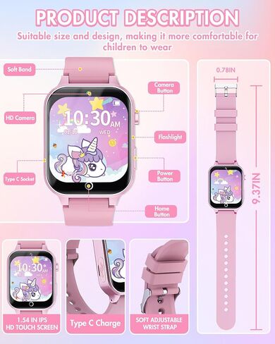 Smart Watch for Kids with Video Camera Music Player Educational Birthday Gifts Toys for 6 7 8 9 10 11 12 Year Old Girls in Saudi Arabia