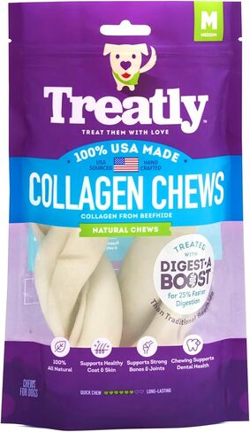 USA Collagen Twist 6-7" Dog Chew Treats - Natural Flavor, 2 Count/1 Pack in Kuwait