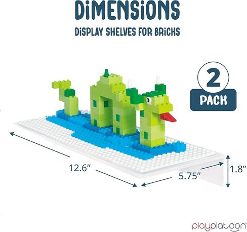 Play Platoon Building Brick Display Shelves 2 Pack Minifigure Display Case Shelf - 10x10 Inch Acrylic Wall Mount Shelf Display for Wall, Compatible with Lego, Megablox, and Other Major Brands - Green in Kuwait