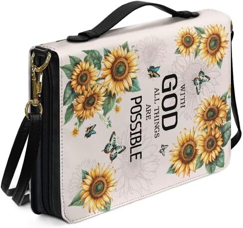 Coldinair Dolphins Leather Bible Cover for Women Men Large Capacity Bible Case Scripture Bag Bible Cover Bags with Shoulder Strap and Handle,Fashion Bible Accessories in Kuwait