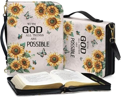 Coldinair Dolphins Leather Bible Cover for Women Men Large Capacity Bible Case Scripture Bag Bible Cover Bags with Shoulder Strap and Handle,Fashion Bible Accessories in Kuwait