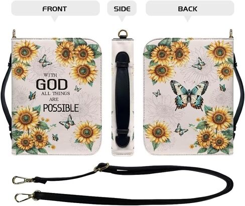 Coldinair Dolphins Leather Bible Cover for Women Men Large Capacity Bible Case Scripture Bag Bible Cover Bags with Shoulder Strap and Handle,Fashion Bible Accessories in Kuwait