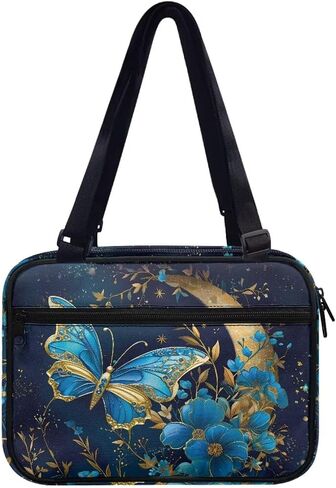 Art Butterfly Bible Bags for Women Moon Print Zipper Book Covers Multifunction Organizer with Adjustable Straps Stylish Bible Carrying Case Pens Bookmarks Documents Phone Holder Pouch in Saudi Arabia