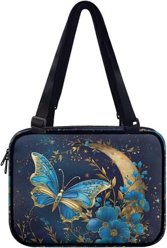 Art Butterfly Bible Bags for Women Moon Print Zipper Book Covers Multifunction Organizer with Adjustable Straps Stylish Bible Carrying Case Pens Bookmarks Documents Phone Holder Pouch in Saudi Arabia