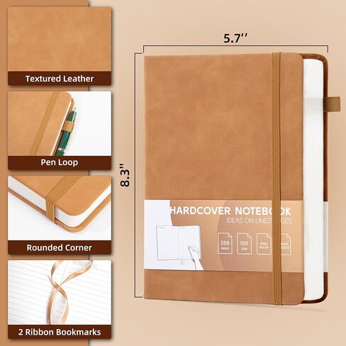 Lined Journal for Women Men 256 Pages 100 Gsm Thick Textured Leather Journaling Notebooks for Writing A5 Wide Ruled Hardcover Notebook for Work School Note Taking, 5.7 x 8.3 In, Pink in Saudi Arabia