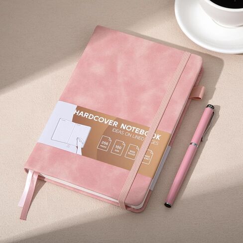 Lined Journal for Women Men 256 Pages 100 Gsm Thick Textured Leather Journaling Notebooks for Writing A5 Wide Ruled Hardcover Notebook for Work School Note Taking, 5.7 x 8.3 In, Pink in Saudi Arabia
