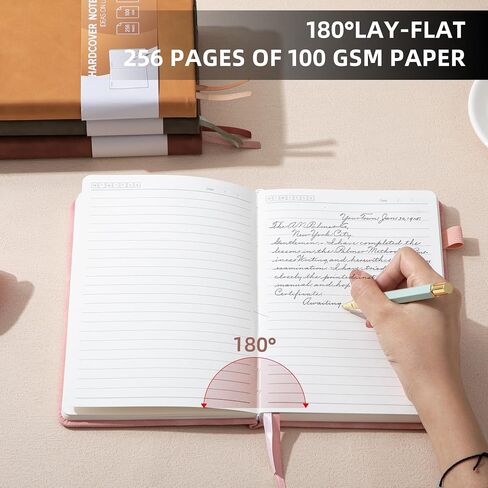 Lined Journal for Women Men 256 Pages 100 Gsm Thick Textured Leather Journaling Notebooks for Writing A5 Wide Ruled Hardcover Notebook for Work School Note Taking, 5.7 x 8.3 In, Pink in Saudi Arabia