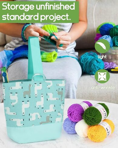 Katech Upgrade Knitting Tote Bag, Portable Knit Wrist Bag for Yarn Holding, Lightweight Travel Wrist Bag for Knitting Yarn Storage Bag Organizer Yarn Holder Bag on The Go Green in Saudi Arabia