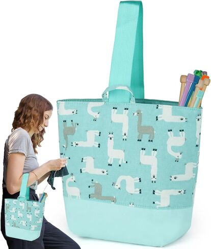 Katech Upgrade Knitting Tote Bag, Portable Knit Wrist Bag for Yarn Holding, Lightweight Travel Wrist Bag for Knitting Yarn Storage Bag Organizer Yarn Holder Bag on The Go Green in Saudi Arabia