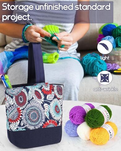 حقيبة حمل الحياكة من Katech، حقيبة معصم محمولة منسوجة لحمل الغزل، حقيبة معصم خفيفة الوزن للسفر لحياكة حقيبة تخزين غزل منظم حقيبة حامل غزل أثناء التنقل باللون الأخضر in Kuwait