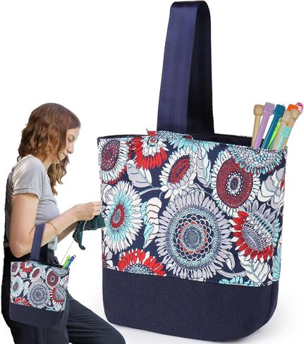 حقيبة حمل الحياكة من Katech، حقيبة معصم محمولة منسوجة لحمل الغزل، حقيبة معصم خفيفة الوزن للسفر لحياكة حقيبة تخزين غزل منظم حقيبة حامل غزل أثناء التنقل باللون الأخضر in Kuwait