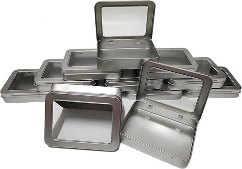 Mini Tin Box,Small Metal Tin Cans With Lids-12 Pcs Cookie Tins,Tin Box With Clear Lid, Bead Organizer,Mint Tins,Altoid Empty Cans, Crafts,Sewing,Altoid Tin,Empty Tins With Lids,Gum Holder,Storage Tin in Saudi Arabia