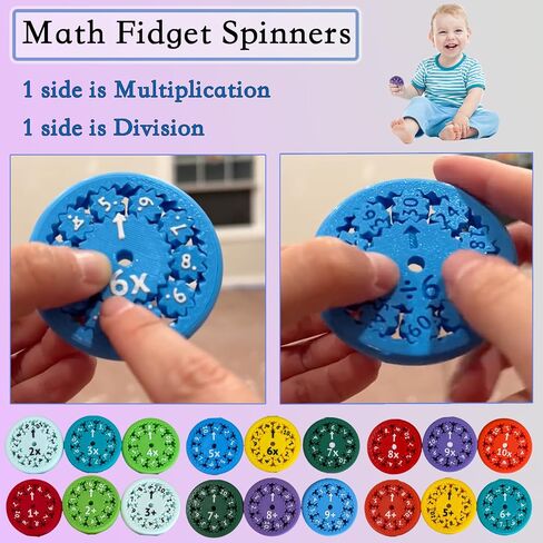 Math Facts Fidget Spinners, Math Facts Fidget Spinners for All The Stimmers, Multiplication Chat Game Fidget Toys for Adults Kids (18Pcs) in Saudi Arabia