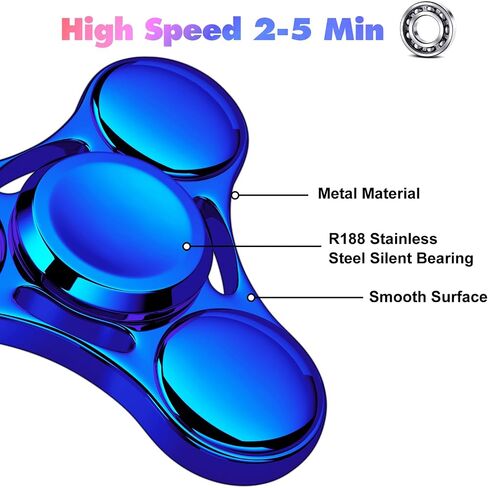 Fidget Spinners Toy, 2-5 Min Spins Time Stainless Steel R188 Bearing Metal Fidget Spinner, EDC ADHD Stress Anxiety Relieves, Fidget Spinner Toys for Kids and Adults in Saudi Arabia