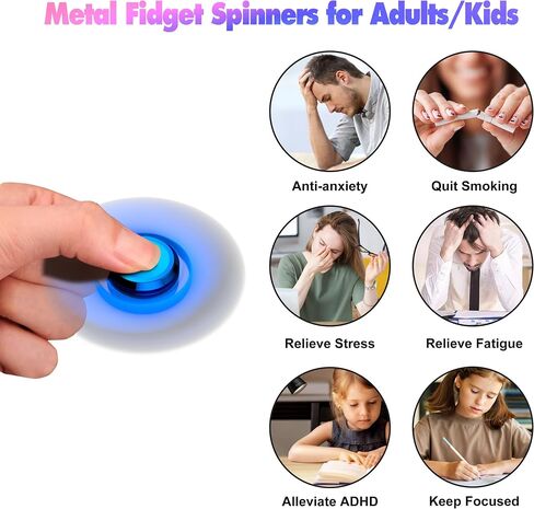 Fidget Spinners Toy, 2-5 Min Spins Time Stainless Steel R188 Bearing Metal Fidget Spinner, EDC ADHD Stress Anxiety Relieves, Fidget Spinner Toys for Kids and Adults in Saudi Arabia