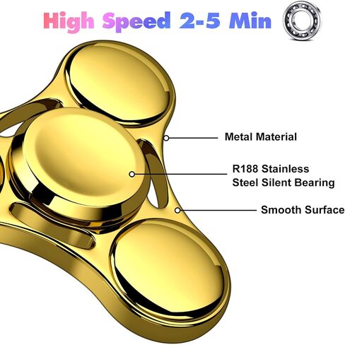 Fidget Spinners Toy, 2-5 Min Spins Time Stainless Steel R188 Bearing Metal Fidget Spinner, EDC ADHD Stress Anxiety Relieves, Fidget Spinner Toys for Kids and Adults in Saudi Arabia