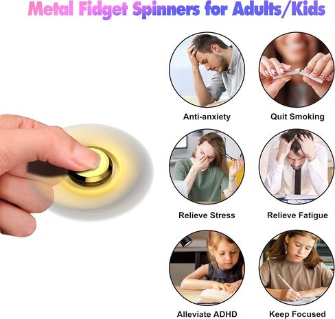 Fidget Spinners Toy, 2-5 Min Spins Time Stainless Steel R188 Bearing Metal Fidget Spinner, EDC ADHD Stress Anxiety Relieves, Fidget Spinner Toys for Kids and Adults in Saudi Arabia