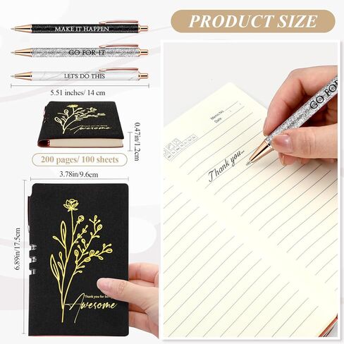 Team Appreciation Gift Set for Employee A6 Leather Journal Notebook Pen with Gift Box Thank You Christmas Gift for Coworker Staff Medical Assistant Teacher Women Men(Black,Thank You) in Kuwait