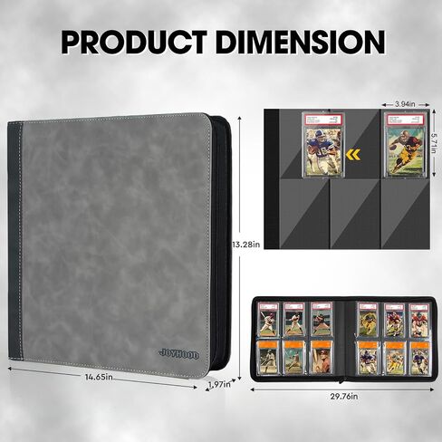 JoyHood Graded Card Binder, Graded Cards Holder with 6 Slot - Holds 60 PSA Slabs, Graded Card Storage Album compatible with CGC/PCG Slabs (Grey) in Saudi Arabia