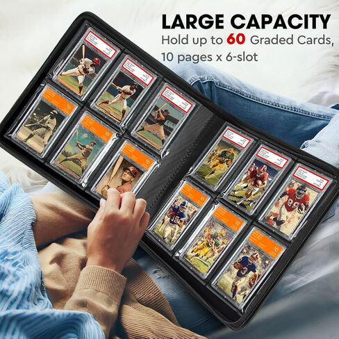 JoyHood Graded Card Binder, Graded Cards Holder with 6 Slot - Holds 60 PSA Slabs, Graded Card Storage Album compatible with CGC/PCG Slabs (Grey) in Saudi Arabia