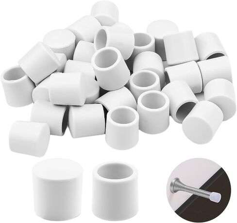 32 Pcs Door Stoppers Rubber Tip Replacement, Door Stop Bumper Tips White, Door Stopper Rubber Tips Caps for Door and Wall Protection- Suitable Size(White) in Saudi Arabia