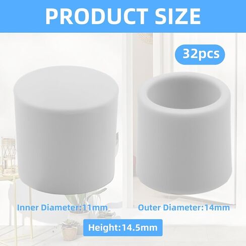 32 Pcs Door Stoppers Rubber Tip Replacement, Door Stop Bumper Tips White, Door Stopper Rubber Tips Caps for Door and Wall Protection- Suitable Size(White) in Saudi Arabia