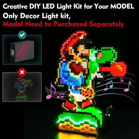Light Compatible with Lego Super Mario World: Mario & Yoshi, Lighting Set Accessories Compatible with Lego 71438, No Models Only Light (Music Version) in Saudi Arabia