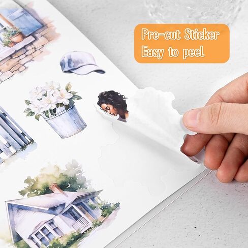 Dizdkizd Pre-Cut Journaling Sticker Book, 20 Sheets - 270 PCS Fashion Colored Women Planner Sticker, PET & Paper Scrapbook Sticker Set Bullet Junk Journal Supplies in Kuwait