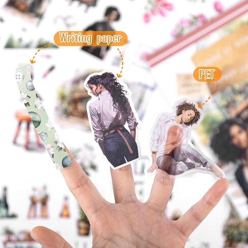 Dizdkizd Pre-Cut Journaling Sticker Book, 20 Sheets - 270 PCS Fashion Colored Women Planner Sticker, PET & Paper Scrapbook Sticker Set Bullet Junk Journal Supplies in Kuwait