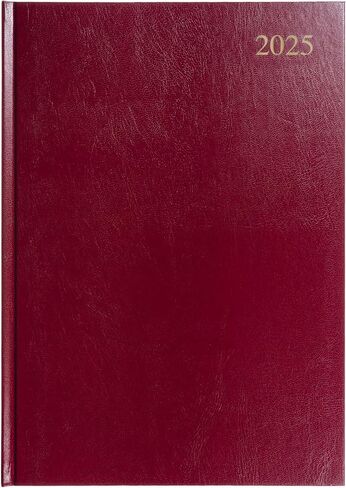 Collins Essential 2025 Business Diary - A5 Day to a Page Planner with Faux Leather Hardback Cover - Maroon - ESSA51.78-25 in Saudi Arabia