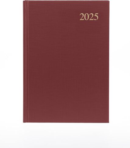 Collins Essential 2025 Business Diary - A5 Day to a Page Planner with Faux Leather Hardback Cover - Maroon - ESSA51.78-25 in Saudi Arabia