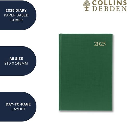Collins Essential 2025 Business Diary - A5 Day to a Page Planner with Faux Leather Hardback Cover - Maroon - ESSA51.78-25 in Saudi Arabia