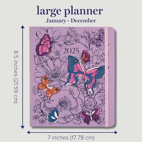 Vera Bradley 2025 Large Planner Daily Weekly & Monthly, 12 Month Hardcover Agenda Dated January 2025-December 2025, Cute Planner with Stickers, Pockets, & Spiral Binding, Wing in Flight in Saudi Arabia