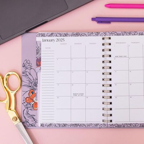 Vera Bradley 2025 Large Planner Daily Weekly & Monthly, 12 Month Hardcover Agenda Dated January 2025-December 2025, Cute Planner with Stickers, Pockets, & Spiral Binding, Wing in Flight in Saudi Arabia