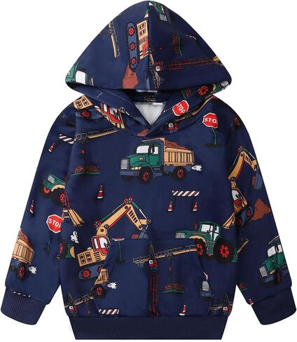 NUBEEHOHO Toddler Boy Hoodie Cartoon Graphic Fall Clothes Kids Cute Sweatshirts With Kangaroo Pocket 2-8T in Kuwait