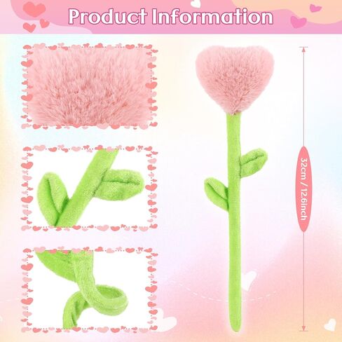 10 Pcs Plush Heart Floral Stuffed Bendable Stems Plush Bouquet Toy Soft Rose Flower 12.6 Inch for Christmas Classroom 2025 Mother's Day Valentines Day Girl Girlfriend Wife(10 Pcs Colorful Heart) in Saudi Arabia