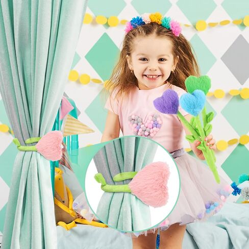 10 Pcs Plush Heart Floral Stuffed Bendable Stems Plush Bouquet Toy Soft Rose Flower 12.6 Inch for Christmas Classroom 2025 Mother's Day Valentines Day Girl Girlfriend Wife(10 Pcs Colorful Heart) in Saudi Arabia