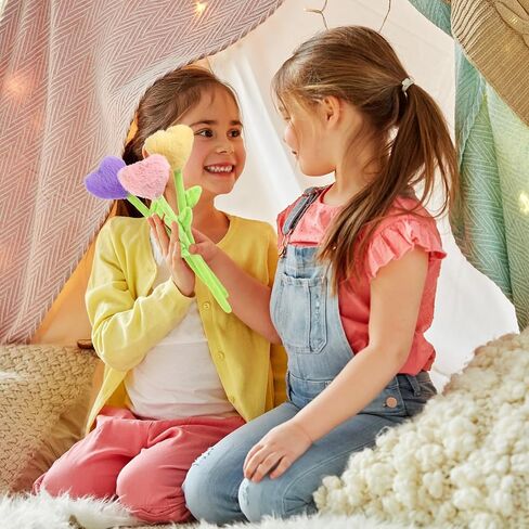 10 Pcs Plush Heart Floral Stuffed Bendable Stems Plush Bouquet Toy Soft Rose Flower 12.6 Inch for Christmas Classroom 2025 Mother's Day Valentines Day Girl Girlfriend Wife(10 Pcs Colorful Heart) in Saudi Arabia